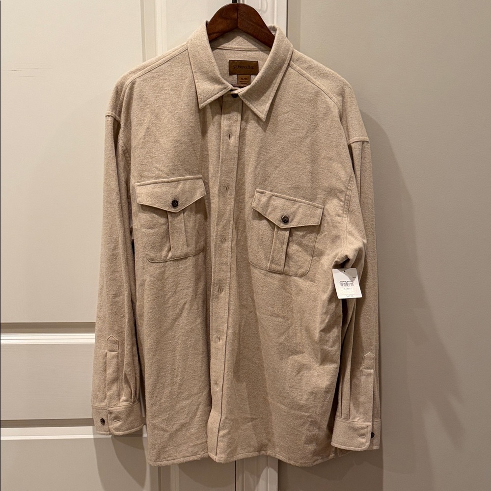 St. John’s Bay chamois flannel- sz. XL. Oatmeal heather. NWT